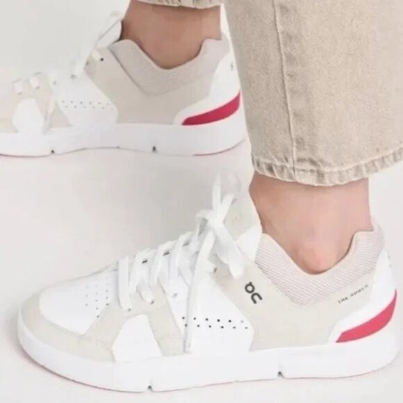 On Cloud The Roger Clubhouse Sneaker in Sand Cerise Womens Size 10 EU 42 NEW - Picture 1 of 6